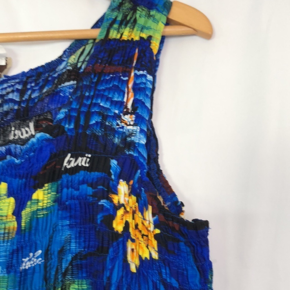 Aloha Hut Hawaii Women's Sleeveless Maxi Dress Blue Sunset Print Size Plus - Picture 6 of 11